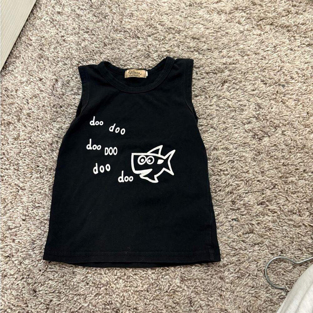 Kids Black Shark Graphic Tank Top